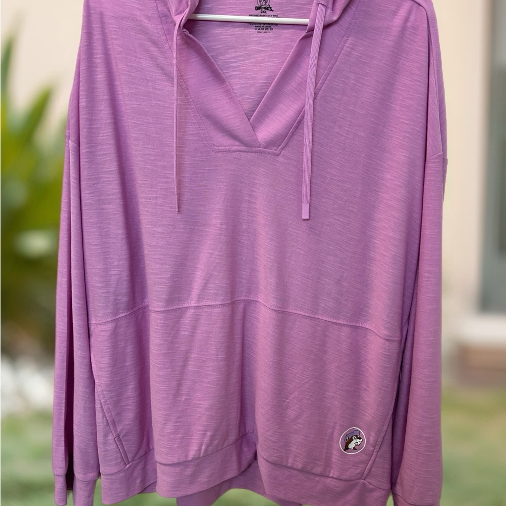 BUCEES Light Purple Hooded V-Neck Pullover Top
